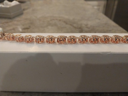 Morganique Quartz (Triplet) Link Bracelet/18KVermeil RGold/Sterling,Sz 7.25 OR8" - Picture 7 of 15