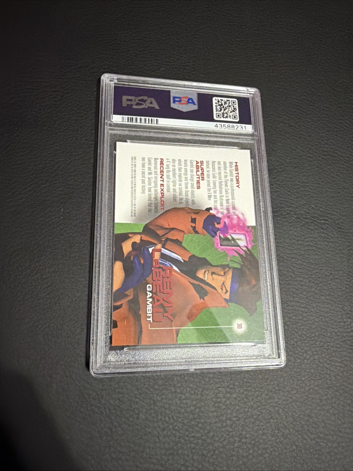 1996 Marvel Motion Gambit/REMY leBEAU Psa 9 #30 Mint Pop 7 Hard Grade Collection view 3