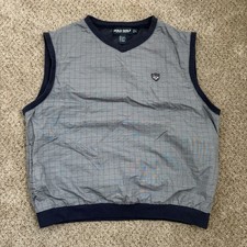 Vintage Polo Golf Ralph Lauren Men's XL Blue Checks Plaid Windbreaker VNeck Vest