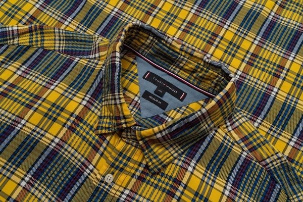 Men Tommy Hilfiger Shirt Orange Cotton 44 / XXL /