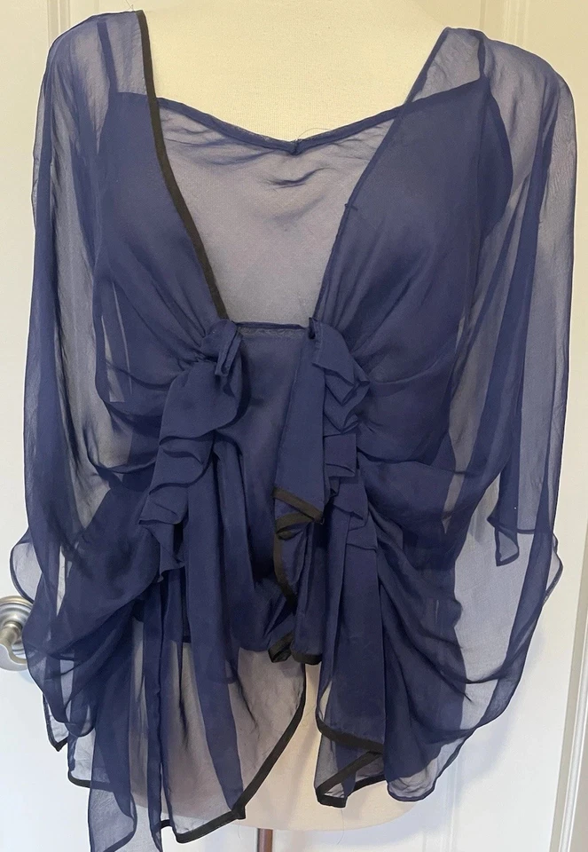 Blusa Robert Rodrigez Azul Seda Gasa - Talla 8 ~ Elegante ~ Foto 2 de 4