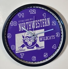 Northwestern University Wildcats Nostalgic Logo Battery Clock