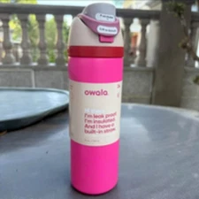 Owala FreeSip Insulated Stainless Steel Water Bottle with Straw 24OZ Pink roses