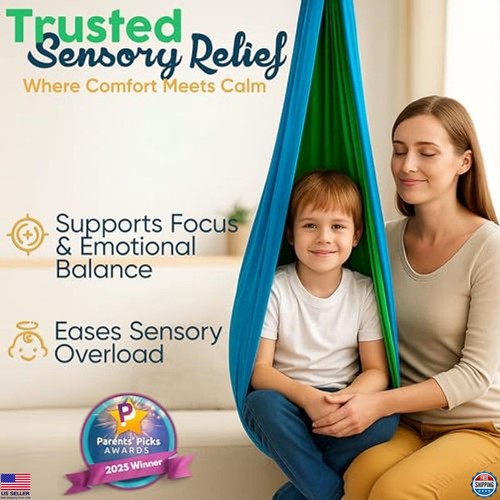 Sensorische Schaukel für Kinder Indoor - Beruhigende Kokon Therapie Schaukel 360° Hardware - - Bild 2 von 5