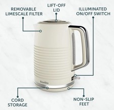 Breville Zen Cream Electric Kettle 1.7L 3kW Fast Boil Cream & Silver Chrome