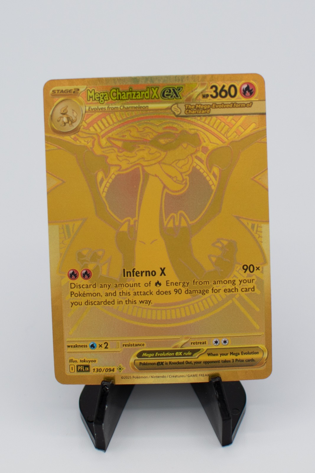 Mega Charizard X ex 130/094 Secret Rare Gold Holo Phantasmal Flames Pokemon NM