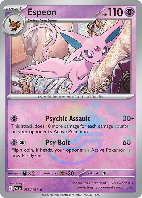 💥Pokemon - Espeon - Poke Ball - 033/131 - Prismatic Evolutions (NM)💥