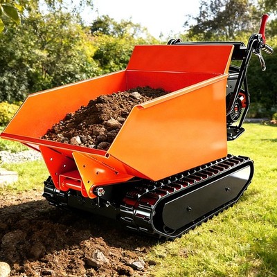 10HP All-Terrain Track Barrow with Hydraulic Assist 306cc 3F+1R Gearbox 1100lbs