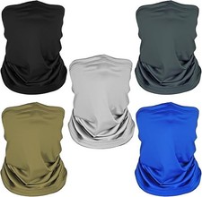 5 Pack Neck Gaiter Face Cover for UV Sun Protection, Breathable Cooling Face Mas