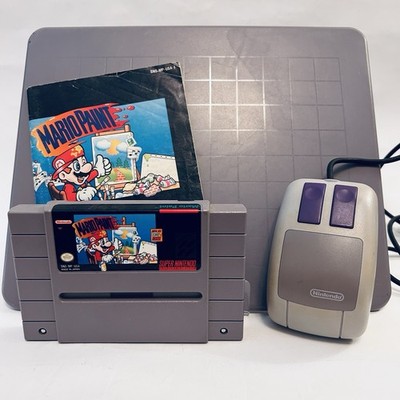 Mario Paint Super Nintendo SNES Mouse + Cart + Manual + Mousepad Tested