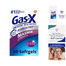 Portable Maximum Strength Gas Relief Softgels   50 Count, 250 mg Simethicone