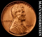 1945 Lincoln Cent- Red- Choice Gem Brilliant Uncirculated No Reserve #J7512