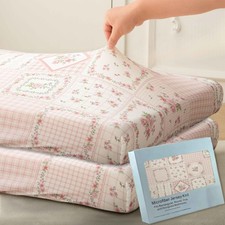 SDY Jersey Floral Crib Sheets for Baby Girls - 2 Pack Pink Flower 52"x28"x8"