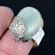 Fantastic Aquamarine Gemstone Handmade 925 Sterling Silver Ring Size 8.5