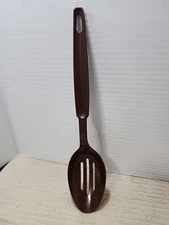 Vtg Ekco Slotted Serving Spoon Brown Nylon Plastic 11" 