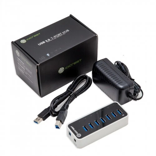 IOCrest 7 Port USB 3.0 Hub with One Fast Charging Port and power adaptor - Image 2 of 4
