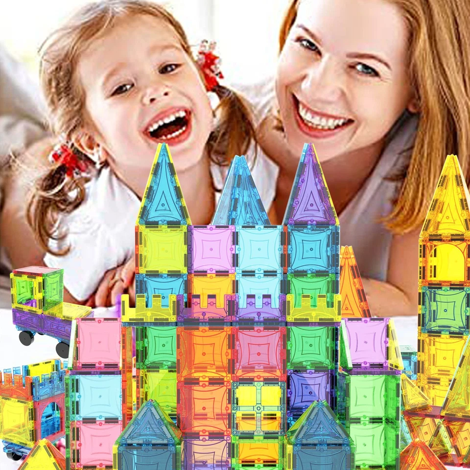 182PC Magnet Tiles Mag-Genius Magnetic Building Blocks SET Toys For Kids GIFT - Image 3 of 4
