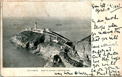 Vtg Postcard 1903 Wales England United Kingdom - Holyhead South Stack Lighthouse