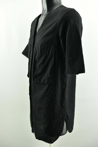 COS Damen Bluse Kurzarm V-Ausschnitt schwarz Shirt 100% Baumwolle Tunika Gr. 36 - Bild 3 von 9