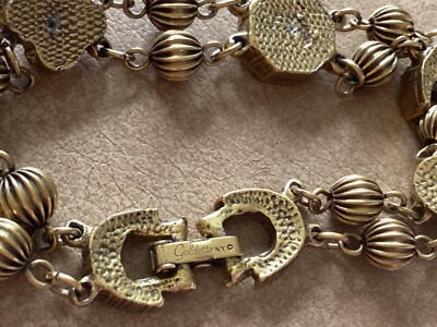 Vintage Goldette Victorian Revival Moon Bracelet Pearl