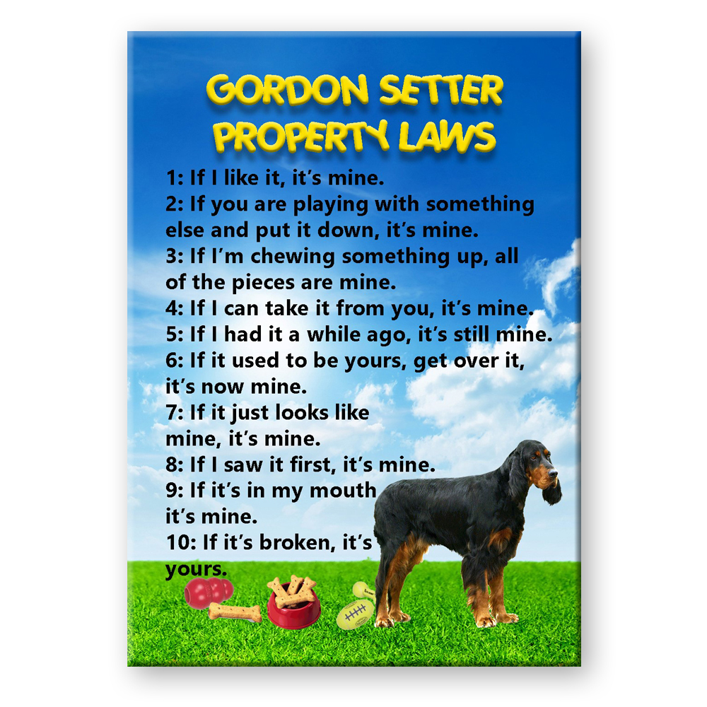GORDON SETTER Property Laws FRIDGE MAGNET Steel Cased DOG