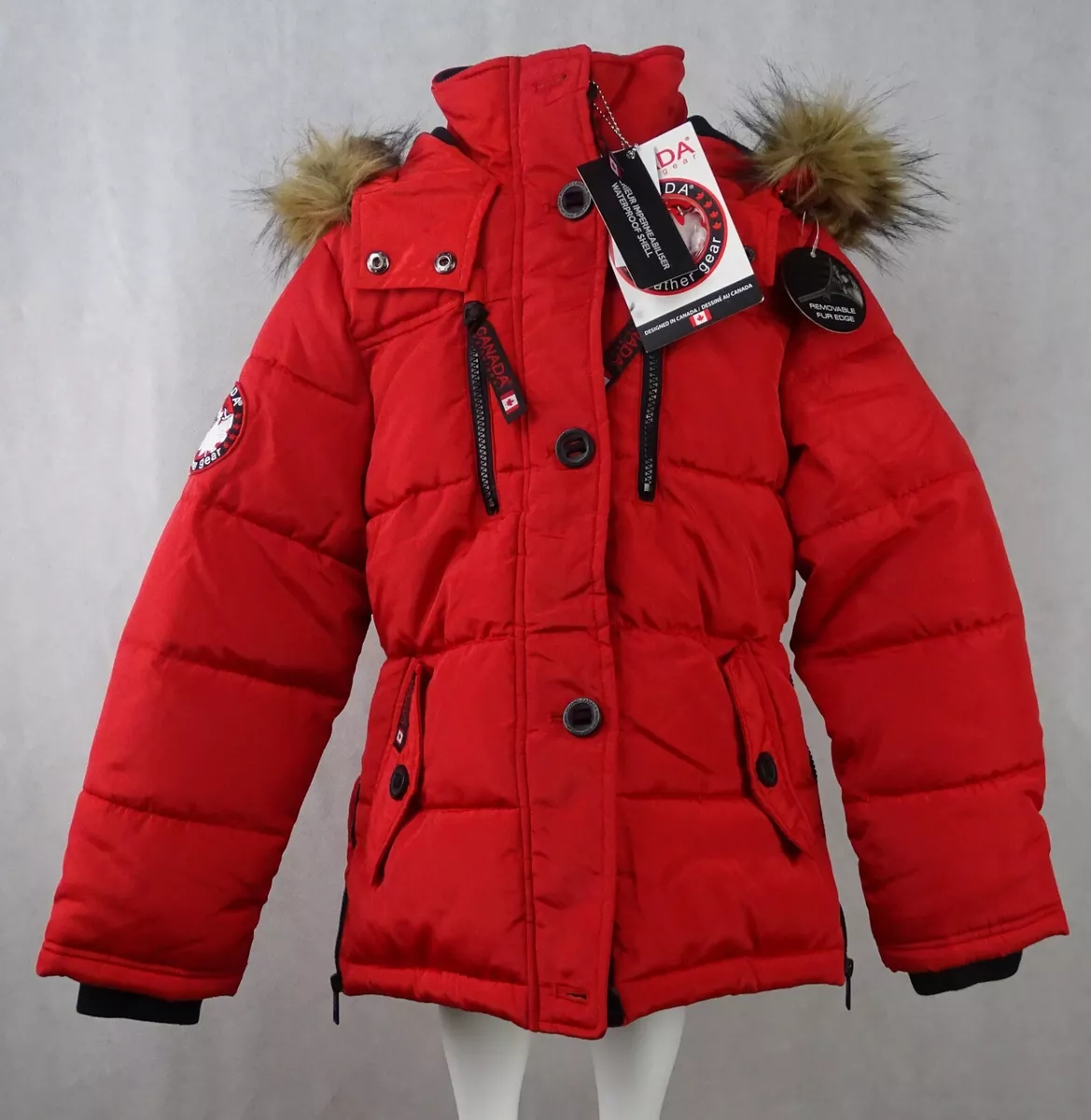Canada Weather Gear Full Zip Kids Winter Coat Removable Hood 5 6