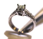 14k white gold princess 1.01ct SI1 H diamond engagement ring wedding band 6.1g — photo 7