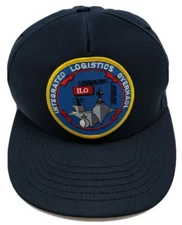INTEGRATED LOGISTICS OVERHAUL / ILO blue adjustable cap/hat. USA Made. Navy USN