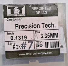 TCT REPOINTED DRILLS RDX 3.35MM 0.1319" DIA 0.472" FLUTE LOT OF 50 