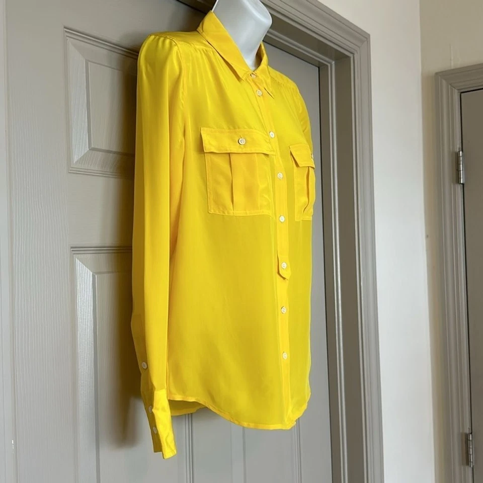 J. Blusa Camisa CREW Para Mujer Manga Larga Seda Abotonada Talla 0 Foto 2 de 4