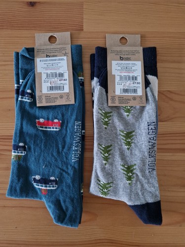 Volkswagen Camper Van Christmas Tree Gift Fat Face Mens Socks 6.5-9 2x Pair New - Picture 2 of 5