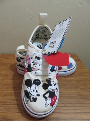 Vans Off The Wall Kids Youth  Disney MICKEY MOUSE Lace Up Shoes SIZE 9 NIB