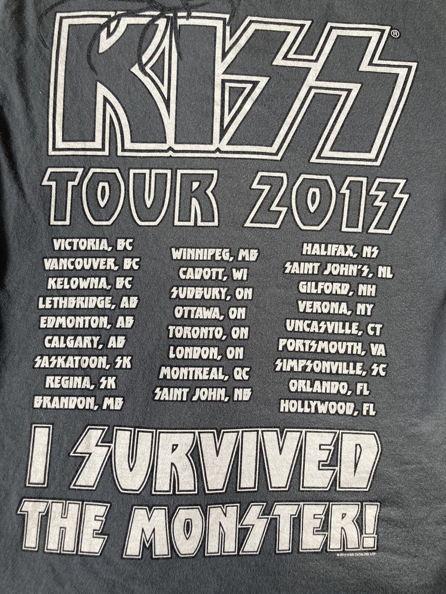 Kiss Tour 2013 T-Shirt I Survived The Monster Size Small US