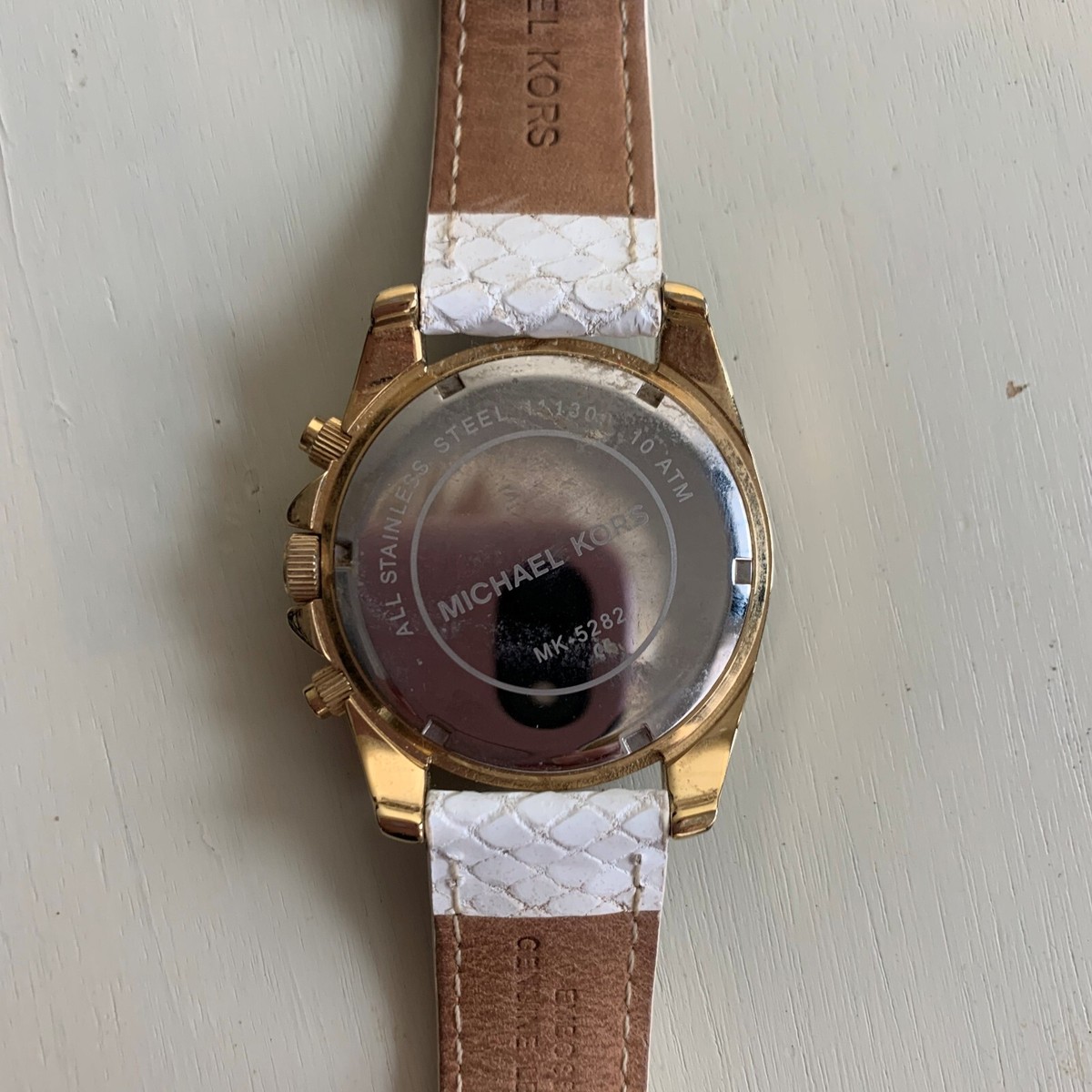 Michael Kors Watch White Python Snake Embossed Leather Band  display picture 3