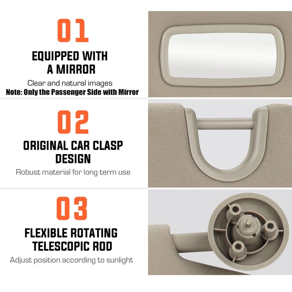 Juego de par de parasoles para Dodge Ram 1500 2500 3500 2002-2009 izquierda + derecha Foto 4 de 4