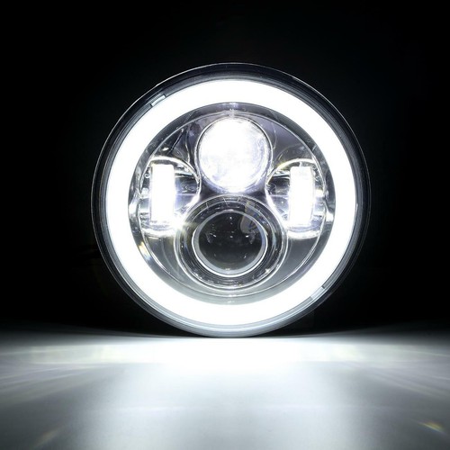 Chrome 7 inch LED Headlight Hi/Lo Pair for Chevy C10 Camaro Pickup Truck US - Picture 5 of 12