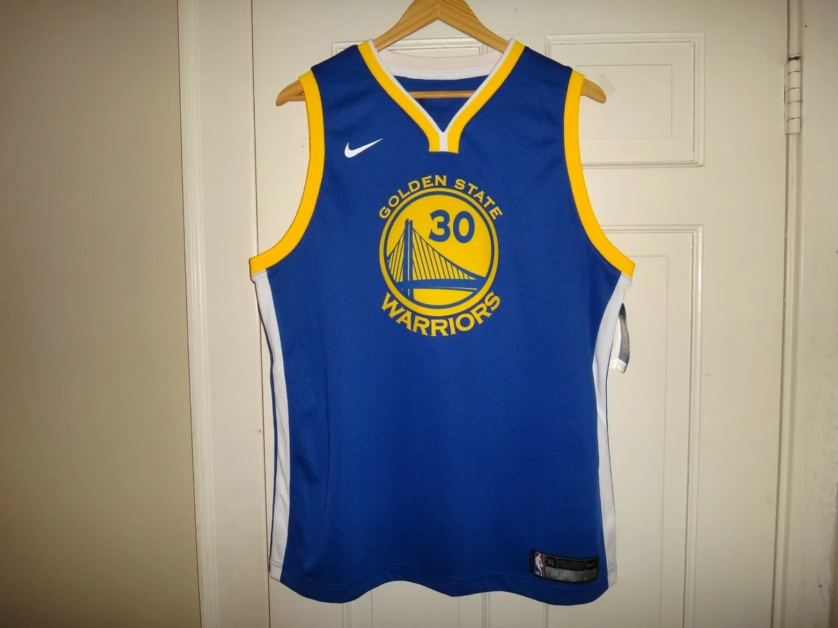 Nike Youth Golden State Warriors Steph Curry #30 Blue Icon Swingman Jersey, Boys', XL