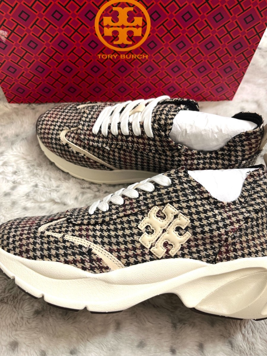 Tory Burch Good Luck Herringbone Tweed Trainers MSRP$388