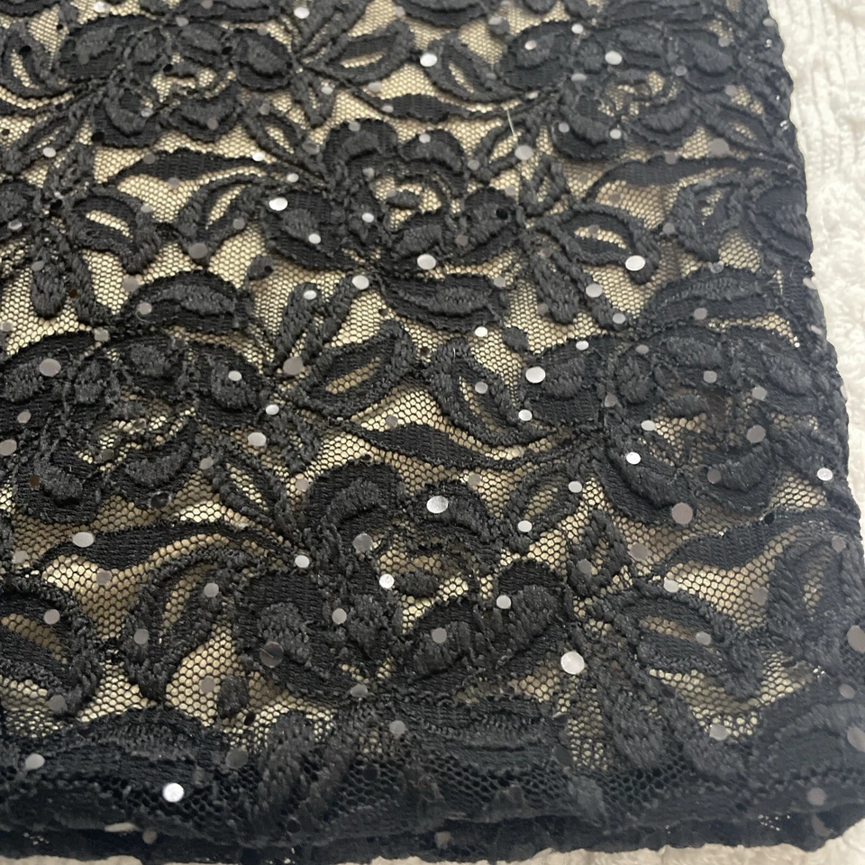 Minifalda de encaje negra con sello húmedo grande elástica lentejuelas Y2K de colección  Foto 3 de 4