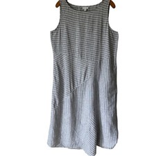 J.Jill Love Linen Striped Dress Jumper Sz LP Lagenlook Relaxed Minimal Capsule