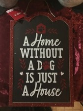 A home without a dog is just a house -sign, paw prints, home decor, Wood, new