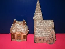 Christmas Bakery House and Church Set - 1988