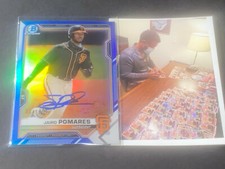 Jairo Pomares San Francisco Giants Auto Signed 2021 Bowman Blue Refractor