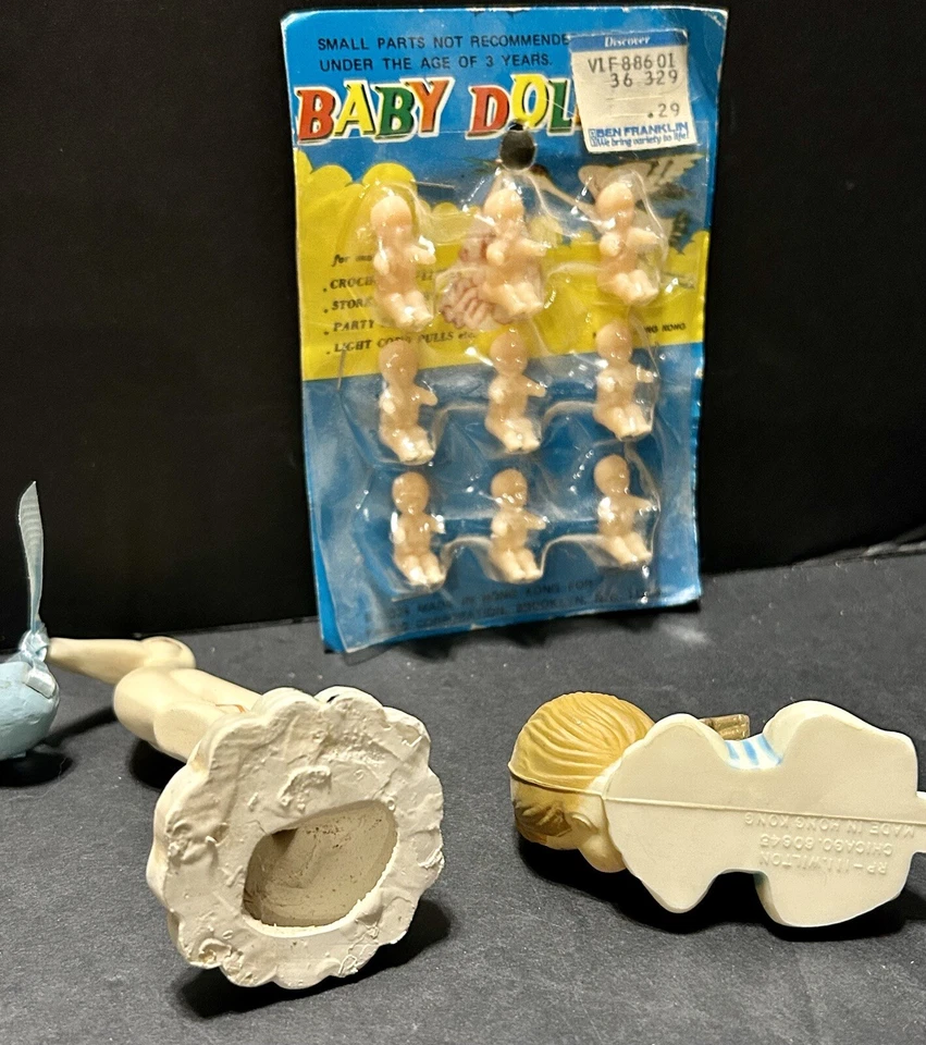 Lote De Colección Plástico Cigüeña y Bebé Niño Azul Ducha Pasteles Decoraciones Cupcakes Foto 4 de 4