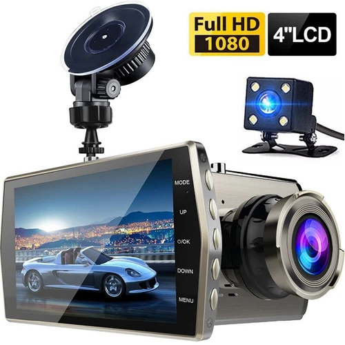 4" In Dash Cam Pro Car Camera Recorder Dual Front and Rear HD 1080P Night Vision