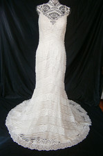 Sottero  Midgley 12 Wedding Dress Lace Mermaid Opals Sequins Train Low V New