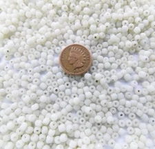 RARE 1/2 Pound 6/0 Original Greasy White Venetian Pony Beads African Trade V217