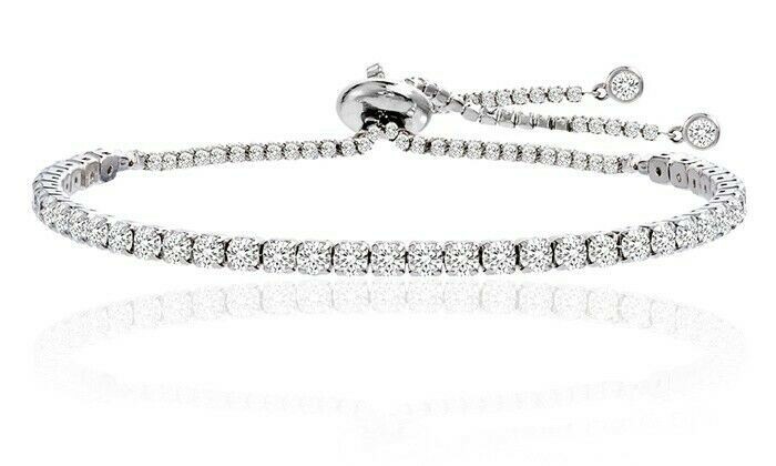 Adjustable Tennis Bracelet Made with Swarovski Elements (Chain length: 5”–10”)