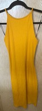 H&M Mustard Yellow Ribbed Sleeveless BodyCon Dress Women’s Sz Medium Halter NWOT