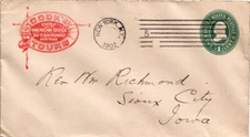 New York New York 1902 machine  Postal Stationery Envelope  red Illustrated corn